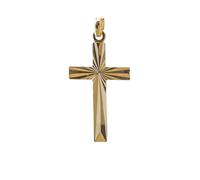 ASCALIDO croix catholique 3cm large taillée en rayon de soleil | plaqué or véritable | homme femme enfant