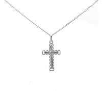 ASCALIDO Croix Chrétienne Argent Massif 925 Homme avec Chaîne 50cm
