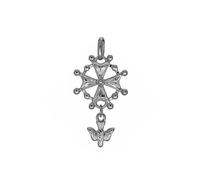 ASCALIDO croix protestante huguenote Pendentif en argent massif 925 véritable rhodié - vendu seul