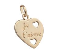 ASCALIDO pendentif coeur percé coeur gravé je t'aime | plaqué or véritable | pendentif vendu seul