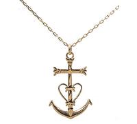 ASCALIDO pendentif grande croix de camargue des saintes maries, ensemble collier grande croix camarguaise plaqué or et chaine en 50cm avec boite ecrin