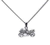 ASCALIDO Pendentif moto homme femme en argent massif 925 avec chaine et écrin