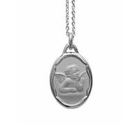 ASCALIDO pendentif naissance médaille ange en argent massif 925 pour baptême communion avec chaine 40cm et écrin et gravure possible enfant bébé femme