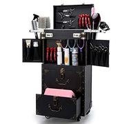 ASCASE Boîte à Outils verrouillable pour Maquillage avec Support pour sèche-Cheveux, Coiffeur, Salon de beauté, cosmétiques (1 pièce), Noir, 1 Count (Pack of 1)
