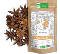 Ascenbio ✿ Anis étoilé, Badiane Chinoise BIO ✿ Parfum chaud, doux et anisé ✿ 180 g Entières ✿ Préparé et conditionné en France ✿ Emballage biodégradable