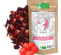 Ascenbio ✿ Fleurs d'hibiscus 100% BIO, 1ere récolte, séchées entières ✿ Tisane Karkadé Bissap ✿ 180g vrac ✿ Préparé et conditionné en France ✿ Emballage biodégradable