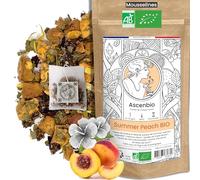 Ascenbio ✿ Infusion Summer Peach BIO ✿ Saveurs naturelles et fruitées PECHE/ICE TEA ✿ 30 sachets mousselines ✿ Préparé et conditionné en France ✿ Emballage biodégradable