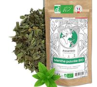 Ascenbio ✿ Menthe Poivrée BIO ✿ 180 g ✿ Menthe séchée pour Thé Vert, Thé Glacé, Tisane Digestion ✿ Préparé et conditionné en France ✿ Emballage biodégradable