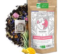 Ascenbio ✿ Thé Noir Paradis Tropical BIO ✿ Mangue, Ananas et Citron ✿ 30 sachets mousselines ✿ Préparé et conditionné en France ✿ Emballage biodégradable