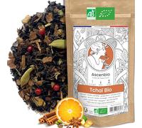 Ascenbio Thé Noir Tchaï Bio Ayurvédique de Noël - 180g Vrac - Préparé et Conditionné en France - Emballage Biodégradable