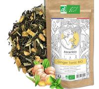 Ascenbio ✿ Thé Vert Ginger Tonic BIO ✿ Gingembre citron ✿ 180g vrac ✿ Préparé et conditionné en France ✿ Emballage biodégradable