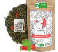 Ascenbio ✿ Thé Vert Rouge velours BIO ✿ Fraise Framboise ✿ 30 sachets mousselines ✿ Préparé et conditionné en France ✿ Emballage biodégradable