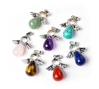 ASCFTWRA Collier Pendentif Ailes d'anges en Pierres Naturelles, 7 pièces | Breloques en pierre naturelle en forme de goutte d'eau, bijoux spirituels Reiki Point, vêtements quotidiens décontractés
