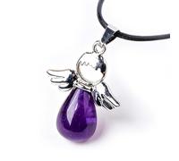 ASCFTWRA Collier Pendentif Ailes d'anges en Pierres Naturelles, 7 pièces | Breloques en pierre naturelle en forme de goutte d'eau, bijoux spirituels Reiki Point, vêtements quotidiens décontractés