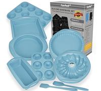 Aschef 14en1 Moule Silicone Patisserie Antiadhésif Moules Gateau Carré Rond Plat a Tarte pour Cake Tartelette Cupcake Pain de Mie Muffin Brioche Donuts Brownie kouglof Savarin Quiche Pizza