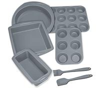 Aschef 7 en1 Moule Gateau Silicone Antiadhésif Moules à Pâtisserie Four Rectangulaire Carré Rond Plaque à Patisserie Plat à Cake Résistant à la Chaleur pour Cupcake Pain Pizza Muffins Brioche