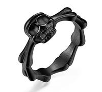 ASCHXUGX Bague Chevalier Tête De Mort Style Punk, Bagues Homme Et Femme En Acier Inoxydable À La Mode,Noir,11
