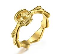 ASCHXUGX Bague Chevalier Tête De Mort Style Punk, Bagues Homme Et Femme En Acier Inoxydable À La Mode,D'or,5
