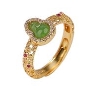 ASCHXUGX Bague Réglable En Argent Sterling Avec Pierres Précieuses, Style Chinois, Plaqué Or, Bague En Argent Sterling S925 Pour Femmes,D'or,11