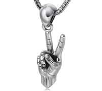 ASCHXUGX S925 Pendentif En Argent Sterling Main De La Victoire, Pendentif Oeil De La Sagesse Pour Hommes Et Femmes,Argent,Pendant + Chain 65cm