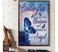 Ascigo Décoration en métal pour extérieur Butterflies are The Heaven Sent Kisses of an Angel - Affiche en métal vintage pour bar, club de musique, cave, chambre - 20,3 x 30,5 cm
