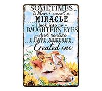 Ascigo Décoration en métal pour extérieur vache tournesol I Need A Miracle I Look Into My Daughters's Eyes Bar Ferme Café Vache Plaque en étain Décoration murale chic Cadeau pour chambre bureau 20,3 x