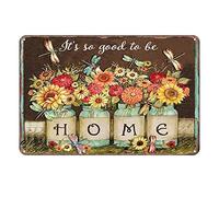 Ascigo Panneau en étain amusant pour décoration de chambre d'adolescent garçon avec papillon « It's So Good to Be Home » - Décoration murale en métal - Cadeau pour le salon et le bureau - 20,3 x 30,5