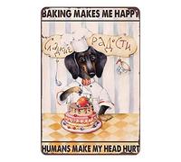 Ascigo Plaque en métal amusante avec teckel et boulanger « Making Me Happy » - Décoration murale pour maison, cuisine, bar, café, club, grotte - Décoration murale en métal pour mur - 20,3 x 30,5 cm
