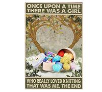 Ascigo Plaque en métal amusante « Love KniSigns Once Upon a Time There was a Girl Who Really Loved Kni» - Panneau vintage décoratif en étain pour bureau - 20,3 x 30,5 cm