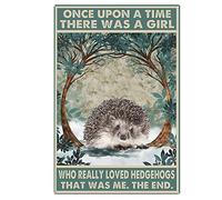Ascigo Plaque en métal amusante pour homme avec inscription « Once Upon a Time There was a Girl Who Really Love Hedgehogs That was Me » - Cadeau pour les amoureux des hérissons - 20,3 x 30,5 cm