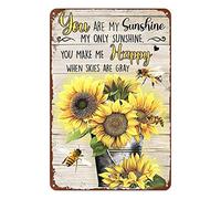 Ascigo Plaque en métal « Bee Sunflower You are My Sunshine My Only Sunshine » - Décoration murale en métal pour maison, cuisine, bar, café, club, grotte, décoration murale - 20,3 x 30,5 cm