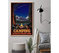 Ascigo Plaque en métal décorative rétro en étain avec inscription « Camping for When Five Stars Isn't Enough » - Affiche d'aventure - 20,3 x 30,5 cm