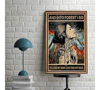 Ascigo Plaque en métal décorative vintage hippie Girl and Into The Forest I Go to Lose My Mind and Find My Soul - Cadeau vintage hippie - Cadeau pour chambre - 20,3 x 30,5 cm