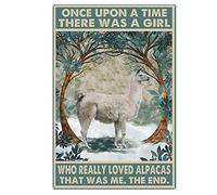 Ascigo Plaque murale rustique en étain avec inscription « Once Upon a Time There was a Girl Who Really Loved Alpacas That was Me The End » - 20,3 x 30,5 cm