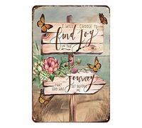 Ascigo Œuvre d'art en métal pour décoration murale Motif papillon I Will Choose to Find Joy - Décoration rustique vintage en forme de papillon - Plaque en fer - Cadeau pour chambre et bureau - 20,3 x