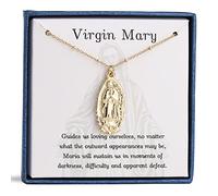 Ascona Cadeau de Saint-Valentin pour elle Saint Christophe/Michael/Jude/Joseph/Antoine Collier pour femme Médaille catholique 45,7 cm + 5,1 cm, 18''+2'', Laiton, Pas de pierre précieuse