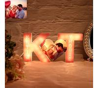ASD Jewerly Personnalisé lettre coeur photo couple LED miroir lumière, personnalisé LED nom miroir lumière avec des images, Noël Saint Valentin anniversaire photo amant petit ami petite amie cadeau
