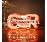 ASD Jewerly Personnalisé lettre coeur photo couple LED miroir lumière, personnalisé LED nom miroir lumière avec des images, Noël Saint Valentin anniversaire photo amant petit ami petite amie cadeau
