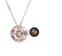ASD Jewerly Personnalisé Photo Projection Collier Personnalisé Je t'aime Collier 100 Langues pour Petite Amie Pendentif De Mémoire Collier pour Femmes(Or rose Couleur 14)