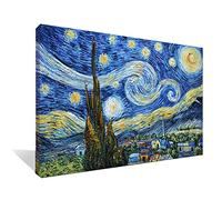 Asdam Art - Peinture à l'huile sur toile 100% peinte à la main, Nuit étoilée par Vincent Van Gogh, 60 x 90 cm, Prête à accrocher, Salon, Chambre, Salle à manger