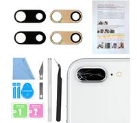 ASDAWN Lot de 2 lentilles de rechange pour appareil photo arrière iPhone 8 Plus 5,5" avec adhésif pré-installé, lentille de rechange pour appareil photo arrière avec manuel d'installation (français non garanti) + kit d'outils de réparation