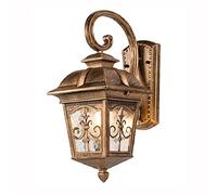 asdchZen Applique Murale Extérieure Rétro Européenne Étanche, Corps De Lampe Monobloc en Aluminium Moulé sous Pression Antirouille, Abat-Jour en Verre Grainé, Éclairage Extérieur Mural en Laiton D