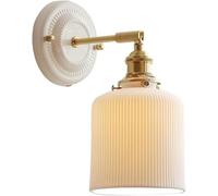 asdchZen Applique Murale Nordique E27 en Laiton avec Abat-Jour en Céramique Réglable Et Interrupteur, Idéale pour Salle De Bain, Salon, Chambre Ou Table De Chevet (6,7 X 5,5 Pouces).