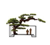 asdchZen Arbres Artificiels Nouveau Pin Chinois Zen Accueillant Bonsaï Artificiel Cèdre Artificiel, Art Fait Main Plante Verte Couloir Allée Porche Paysage Ameublement Doux Arbre Artificiel Simu