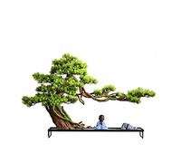 asdchZen Arbres Artificiels, Plantes Artificielles en Pot, Bonsaïs Zen Chinois, Rocaille en Céramique Et Petit Moine, Fausses Plantes pour Décoration De Salon Et De Bureau, Pin Artificiel