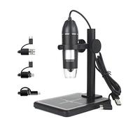 asdchZen Kit D'Accessoires pour Microscope : Caméra De Préparation De Lames 1600X, Microscope Électronique Portable 3 en 1 avec Port USB Type-C Et Loupe LED.