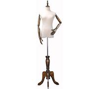 asdchZen Mannequin De Couture, Buste De Présentation pour Couturières Et Étudiants en Mode, avec Bras en Bois Et Socle en Bois Massif, Idéal pour Présenter Vêtements Et Bijoux. Stan, D, S