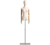 asdchZen Mannequin De Couture, Mannequin De Présentation pour Vêtements Et Bijoux, Buste De Mannequin Féminin, Buste De Mode avec Bras en Bois Massif Rotatif, Tailles D Et L.