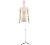 asdchZen Mannequin Féminin Buste, Buste De Couture, Épaules Plates, Blanc, Base Carrée, Hauteur Réglable, Corps Entier en Plastique, Argenté, pour Présentation De Vêtements.