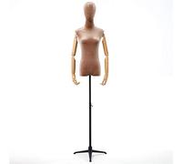 asdchZen Mannequin Féminin, Mannequin De Tailleur Stable avec Base Trépied Noire Et Bras en Bois Massif, Idéal pour La Présentation De Vêtements.